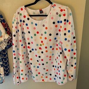 SHEIN White Blouse with Multicolor Polka Dots